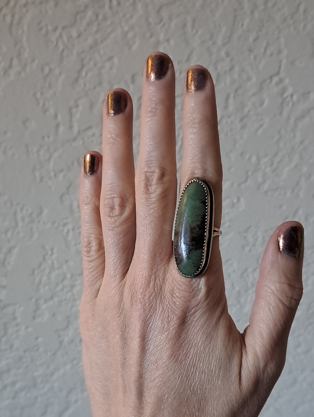 Silver Green Turquoise Ring